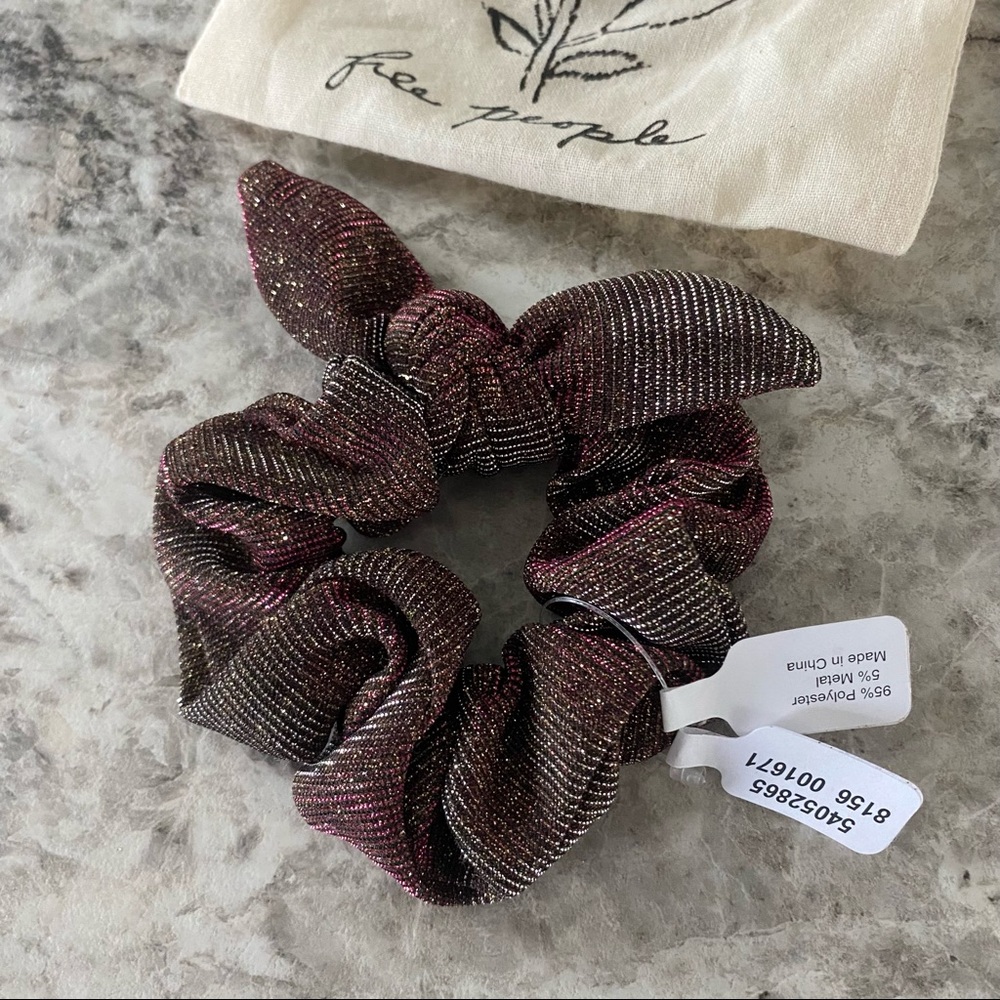 Free People Srunchie Pink Sparkle Bow Hair Tie